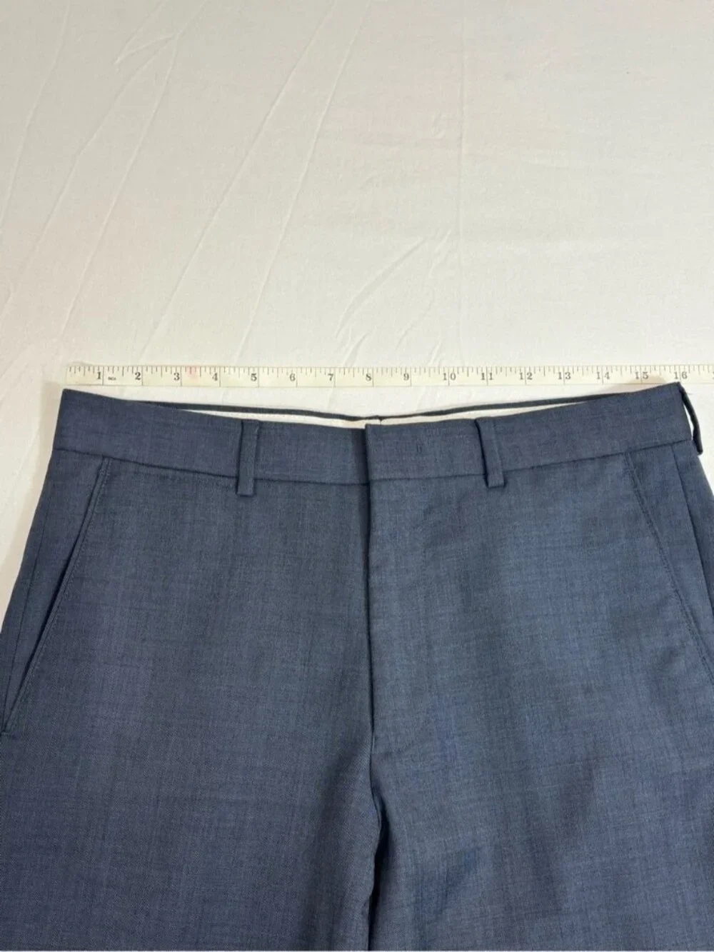 Saks Fifth Avenue Mens Trim Fit Slate Blue 100% Wool 2 Piece Suit Trousers Pants